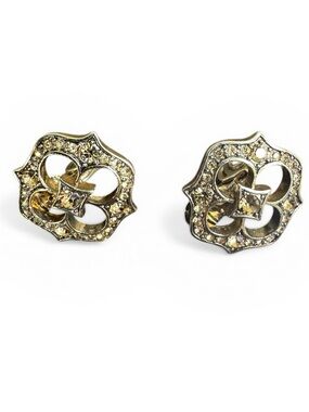 Monet Gold-Tone Rhinestone Floral Clip-On Earrings